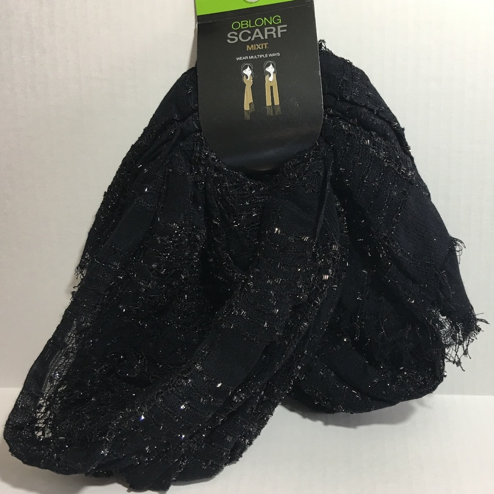 Mixit One Size Scarf Black Oblong Light Open Weave